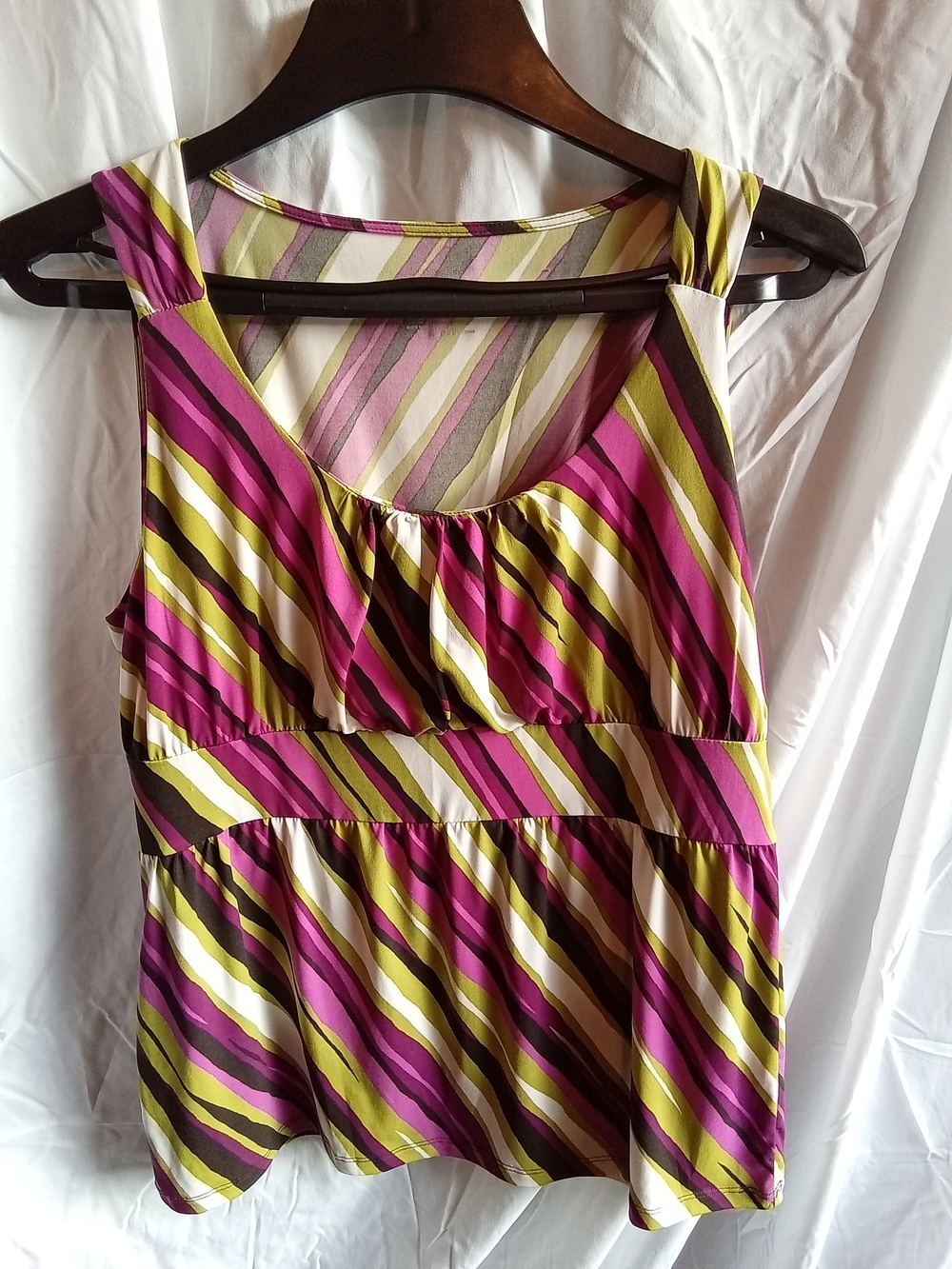 Merona Pink, Yellow & White Striped Sleeveless Top